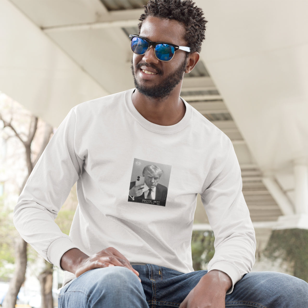 Dept Of Antics Selfie White Long Sleeve T-Shirt