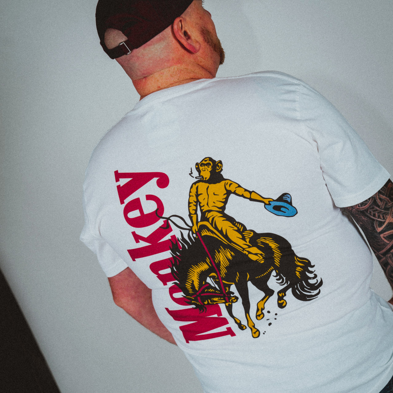 Monkey Cowboy White T-Shirt