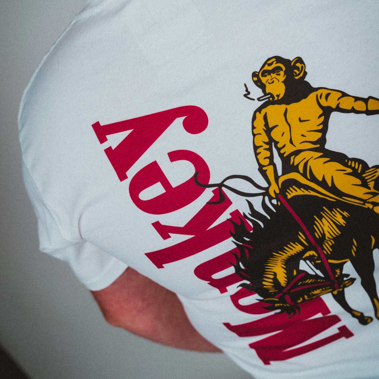 Monkey Cowboy White T-Shirt