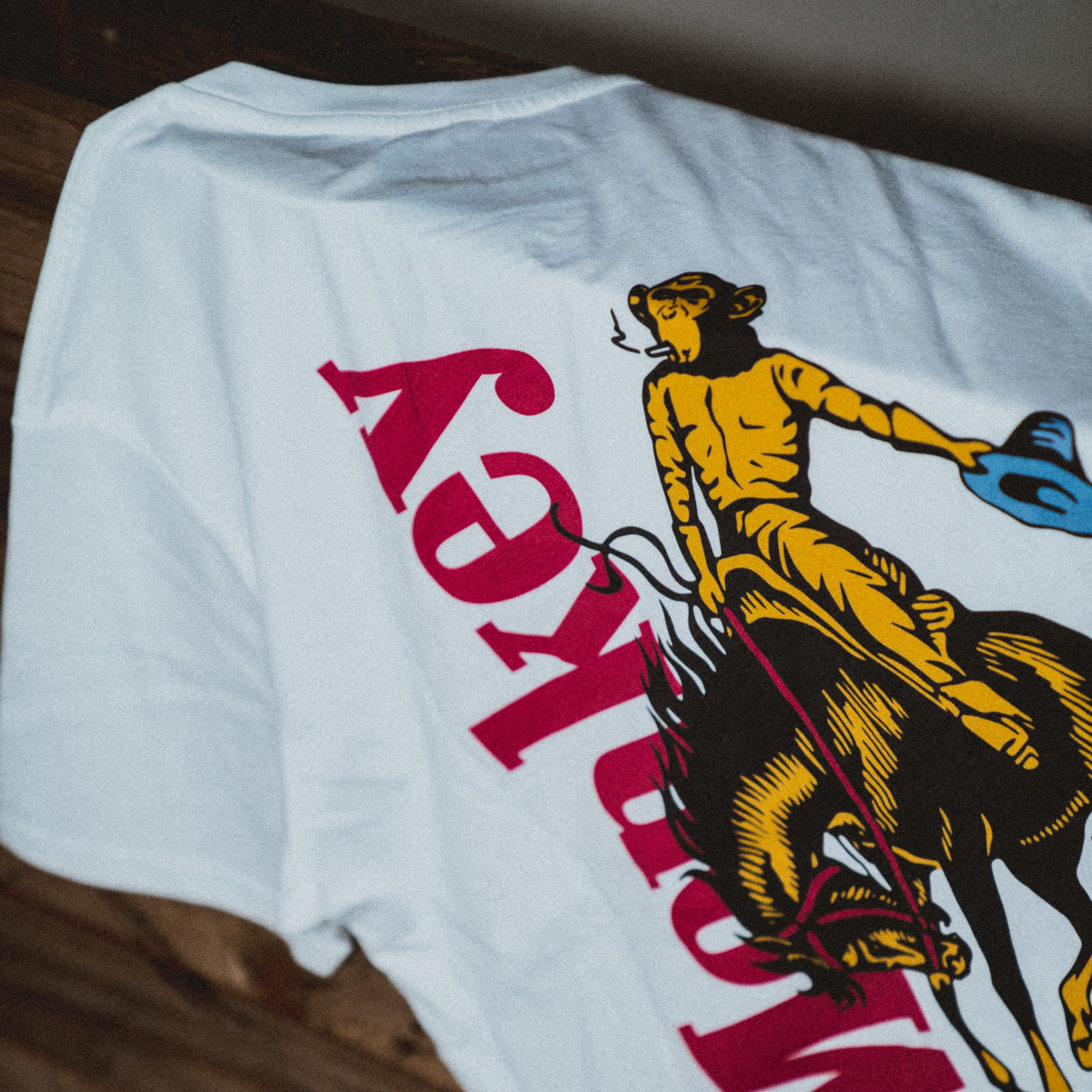 Monkey Cowboy White T-Shirt