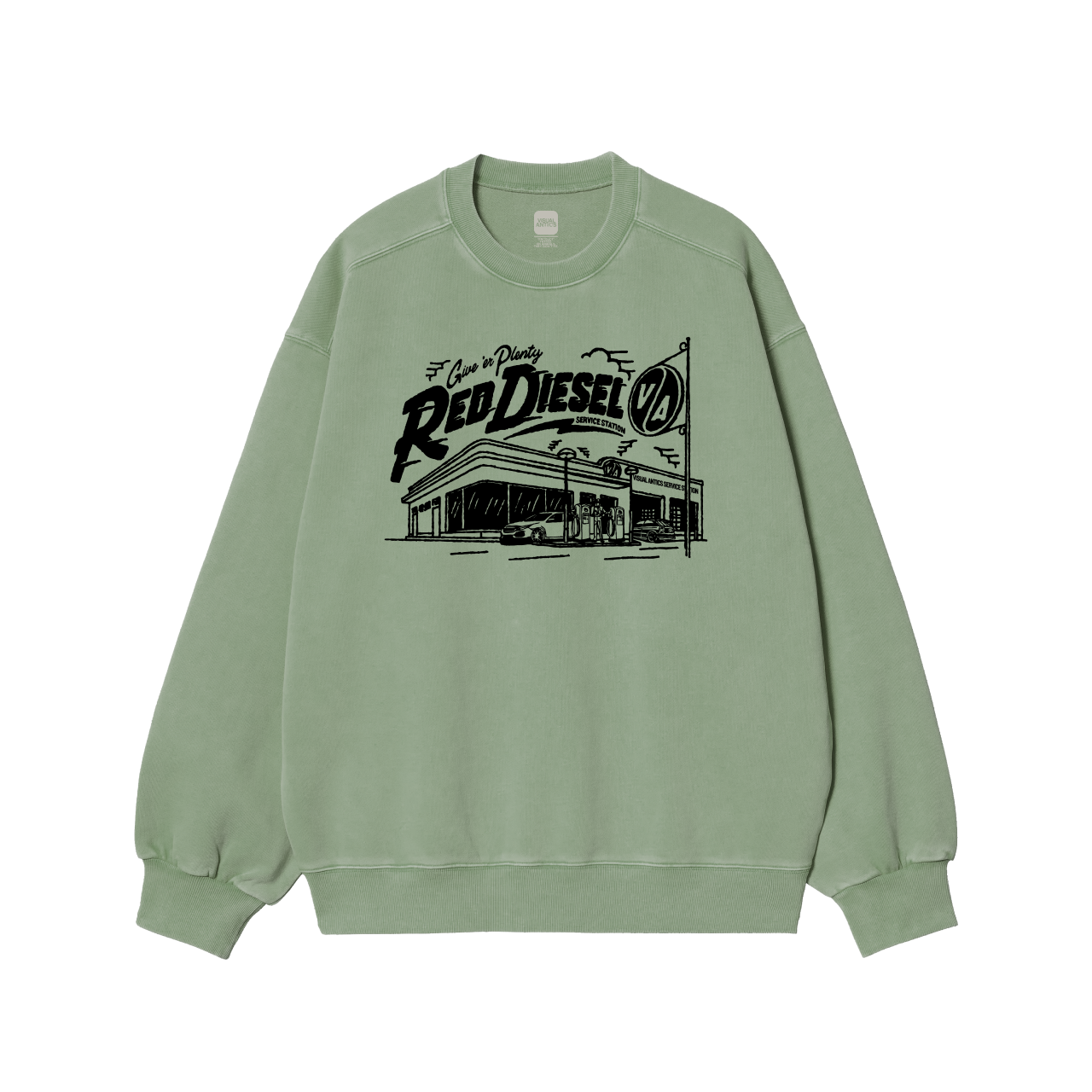Stonewashed green sweatshirt hotsell