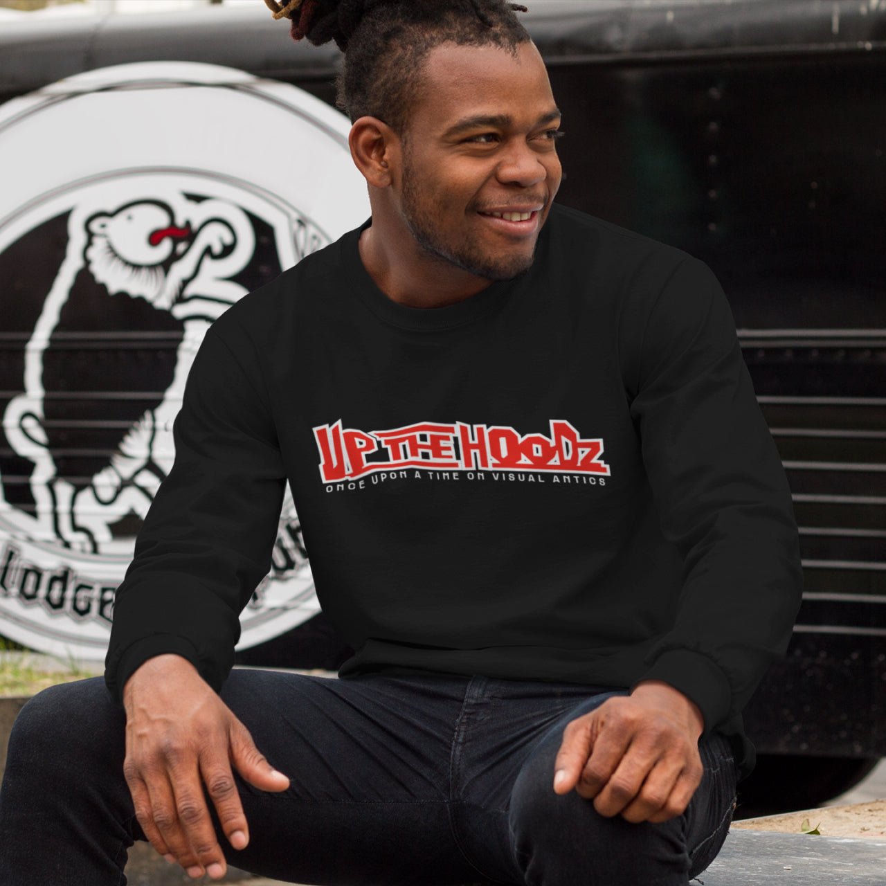 Up The Hoodz Black Long Sleeve T-Shirt