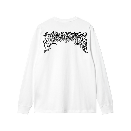 Heavy Metal Antics White Long Sleeve T-Shirt