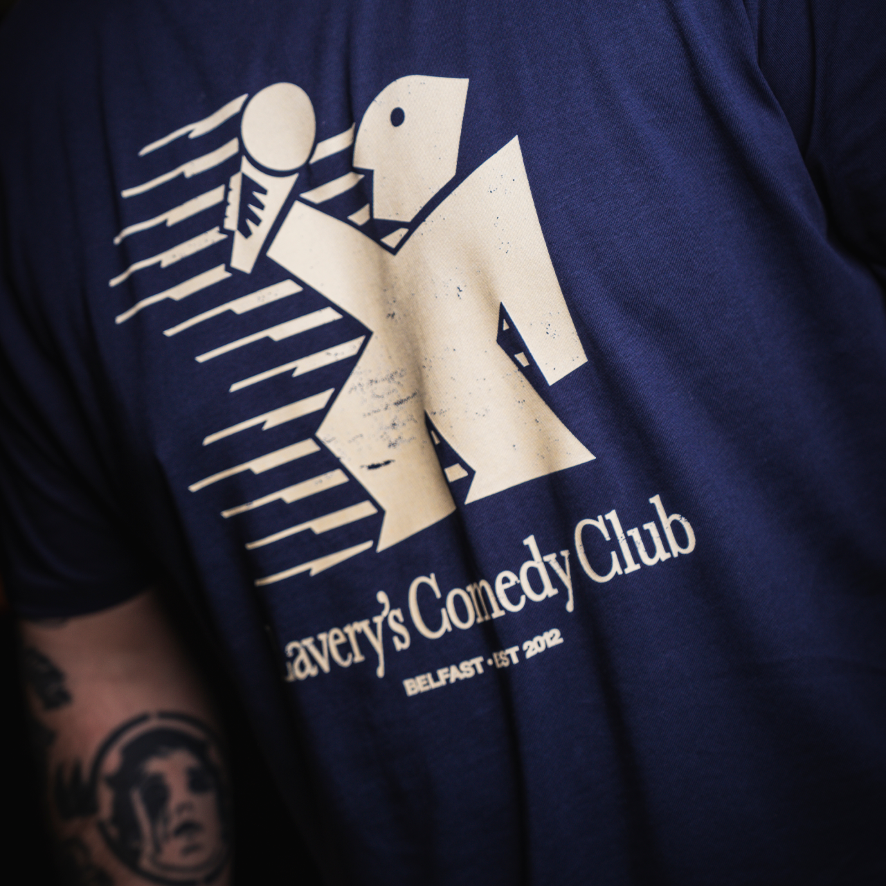 Laverys Comedy Club Laughing Man Navy T-Shirt