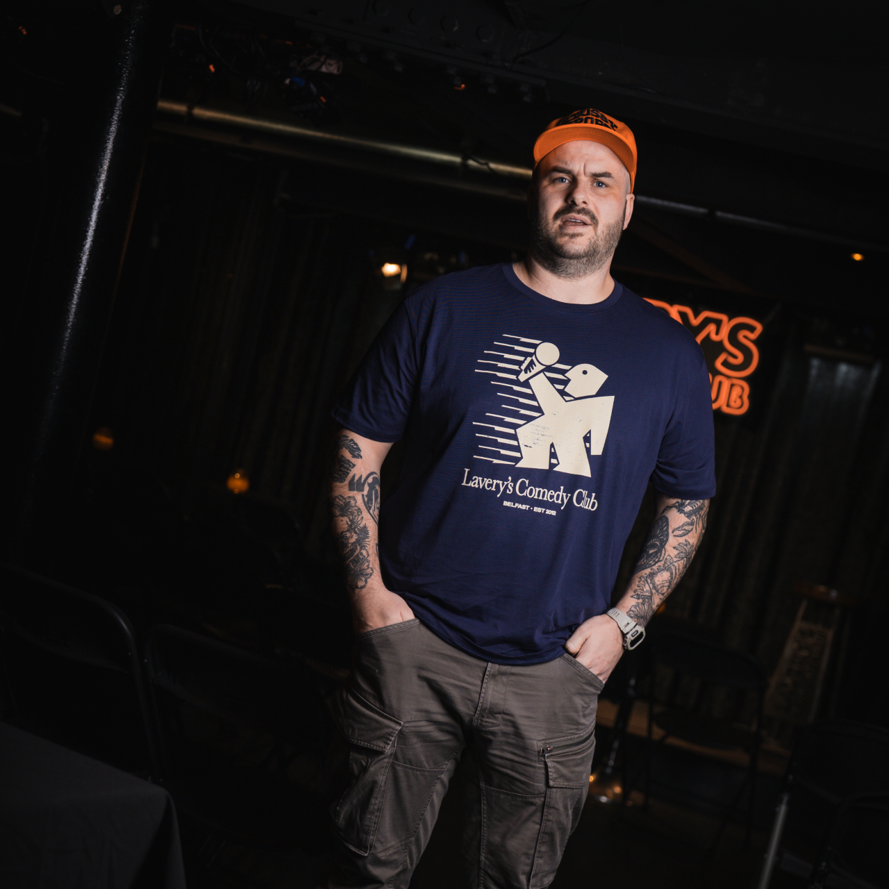 Laverys Comedy Club Laughing Man Navy T-Shirt