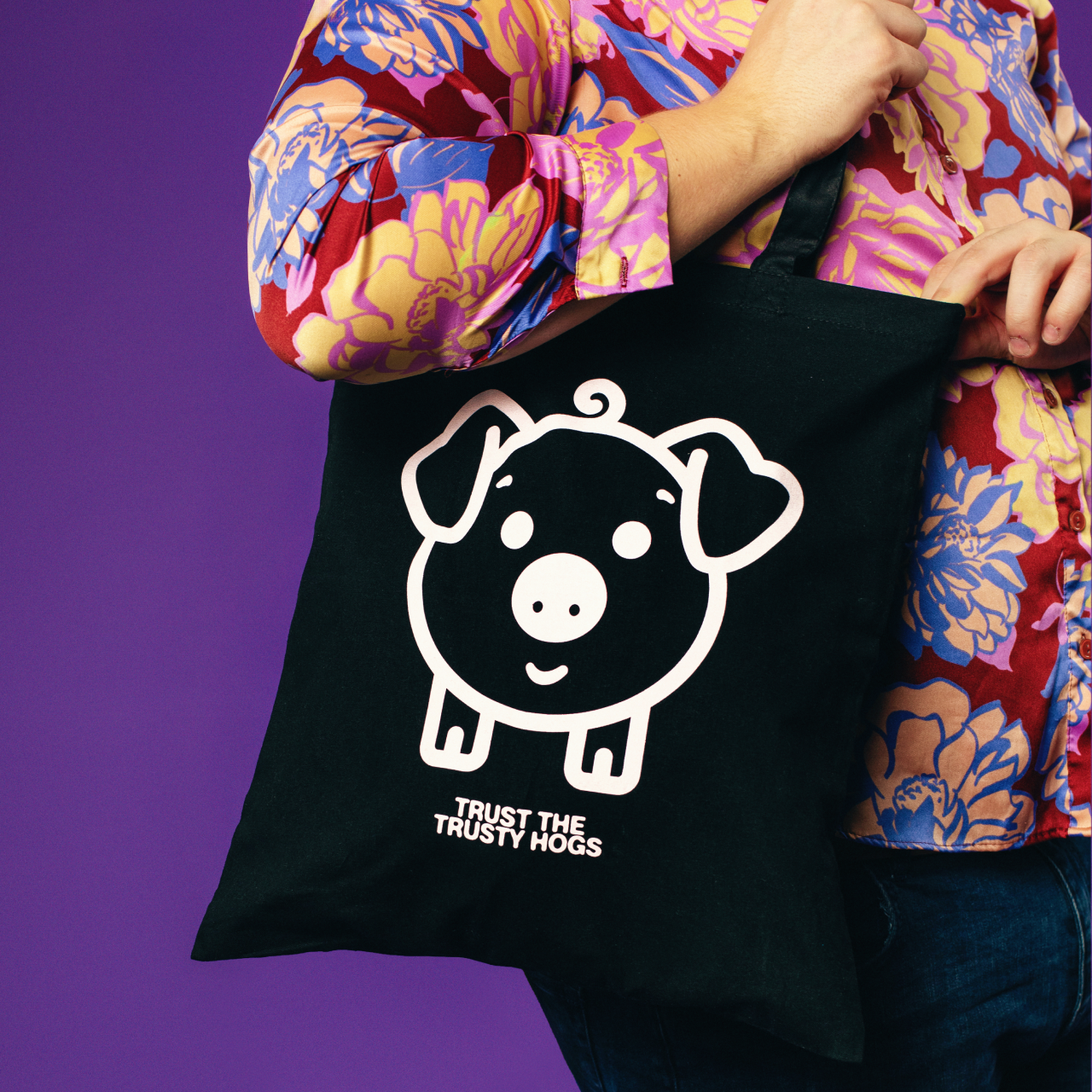 Trust the Trusty Hogs Black Tote Bag