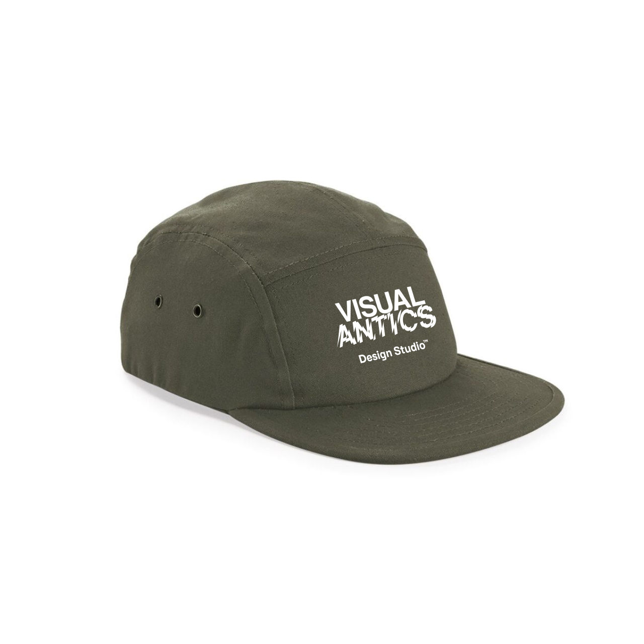 VA Design Studio 5 Panel Olive Green Camper Cap