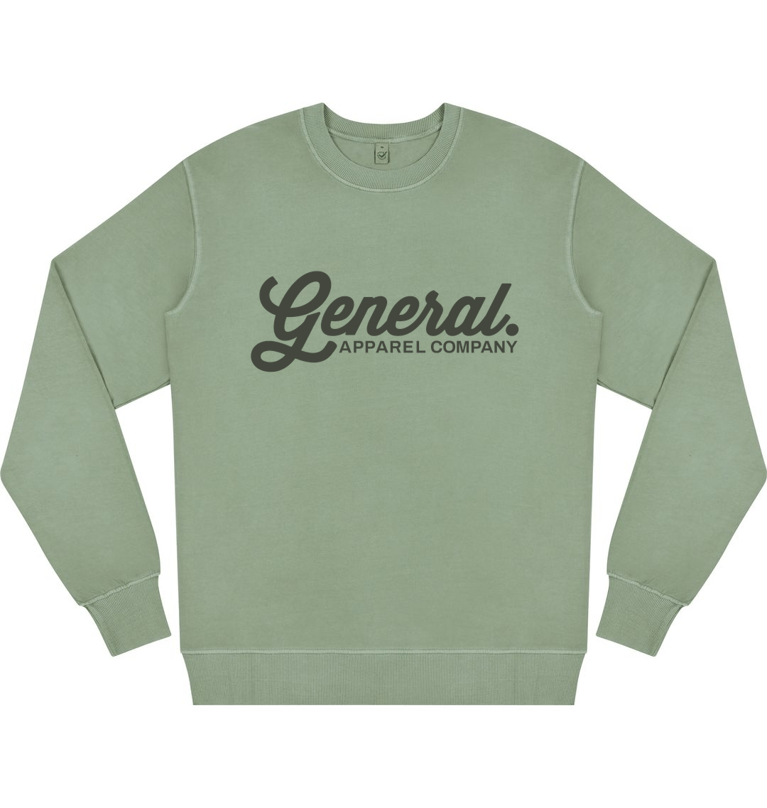 Stone Washed Sage Green Printed Sweater Front