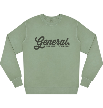 Stone Washed Sage Green Printed Sweater Front