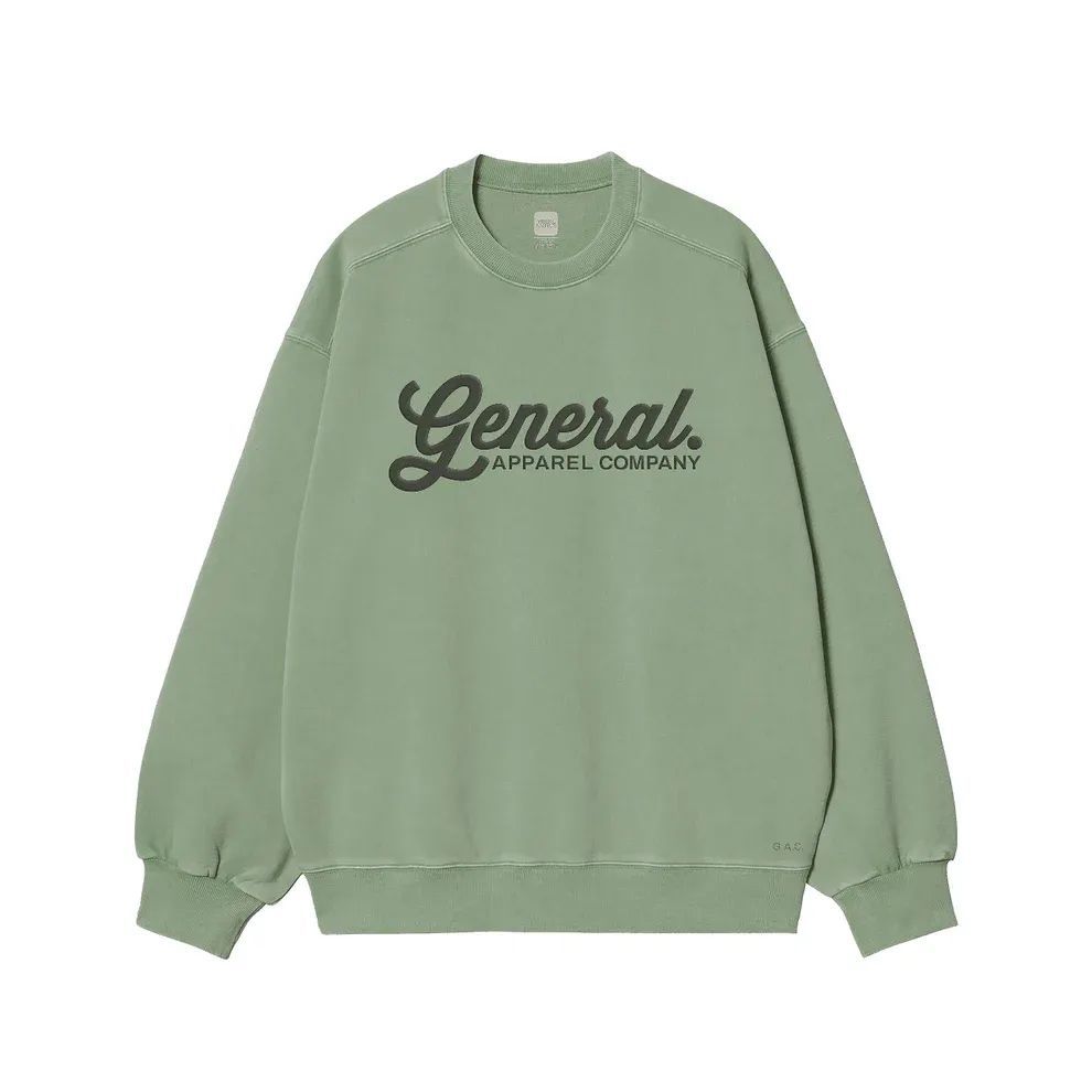Stone Washed Sage Green Printed Sweater Front