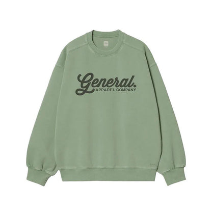 Stone Washed Sage Green Printed Sweater Front